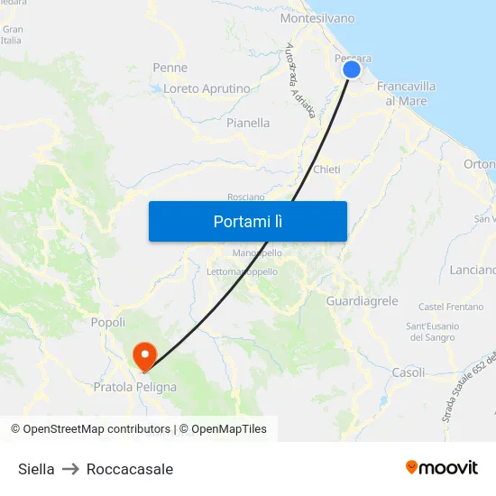 Siella to Roccacasale map
