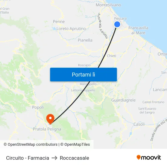 Circuito - Farmacia to Roccacasale map