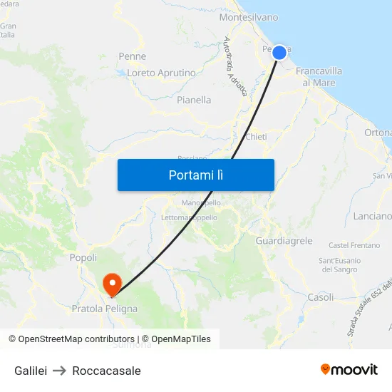 Galilei to Roccacasale map