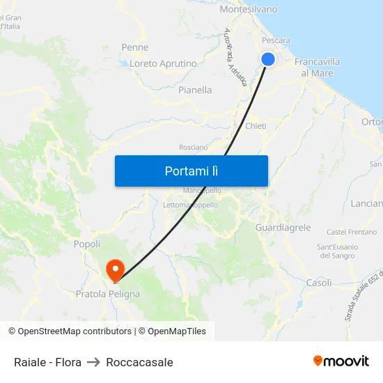 Raiale - Flora to Roccacasale map