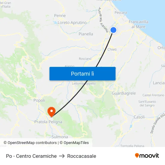 Po - Centro Ceramiche to Roccacasale map