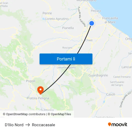 D'Ilio Nord to Roccacasale map