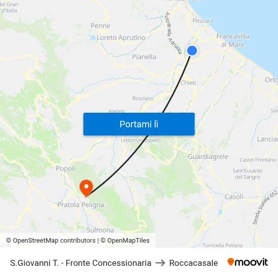 S.Giovanni T. - Fronte Concessionaria to Roccacasale map