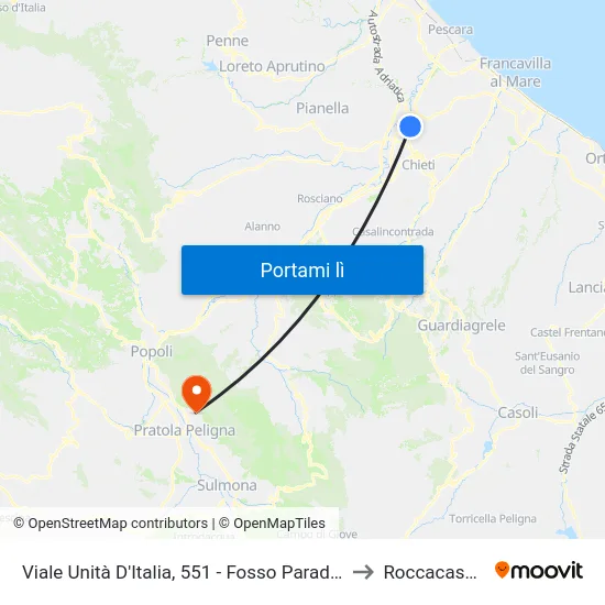 Viale Unità D'Italia, 551 - Fosso Paradiso to Roccacasale map