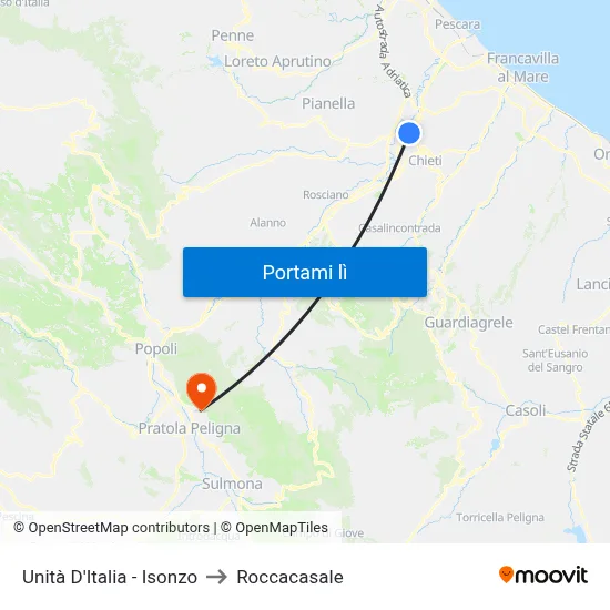 Unità D'Italia - Isonzo to Roccacasale map