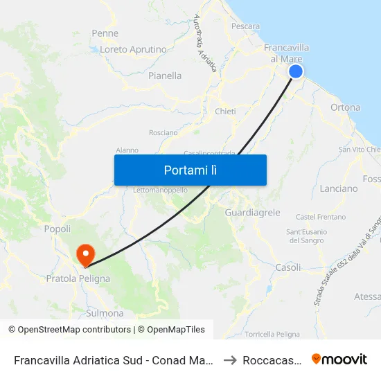 Francavilla Adriatica Sud - Conad Magorà to Roccacasale map