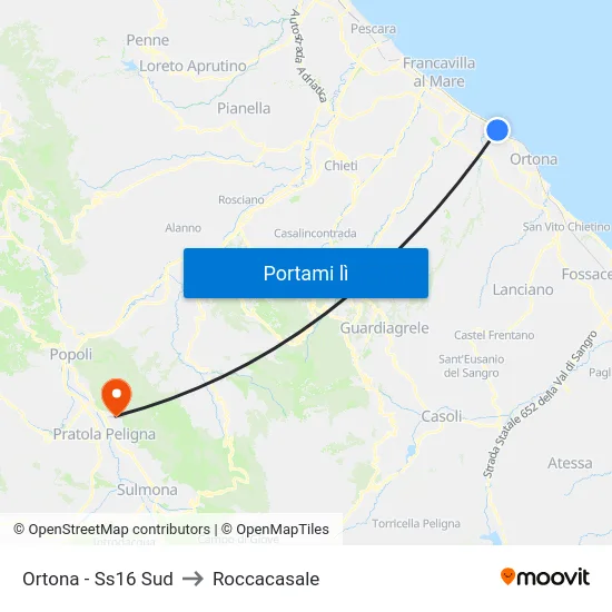 Ortona - Ss16 Sud to Roccacasale map