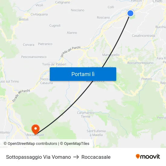 Sottopassaggio Via Vomano to Roccacasale map