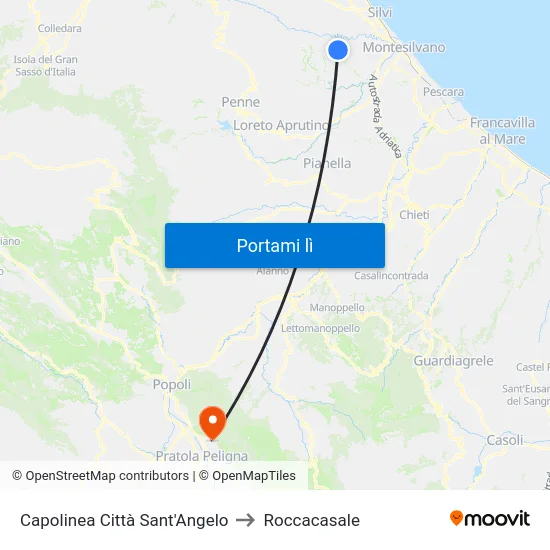 Capolinea Città Sant'Angelo to Roccacasale map