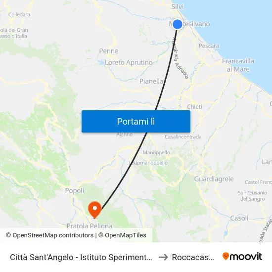 Città Sant'Angelo - Istituto Sperimentale to Roccacasale map