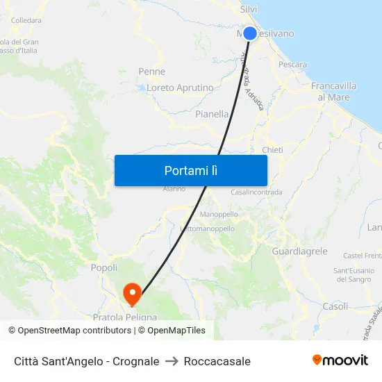 Città Sant'Angelo - Crognale to Roccacasale map