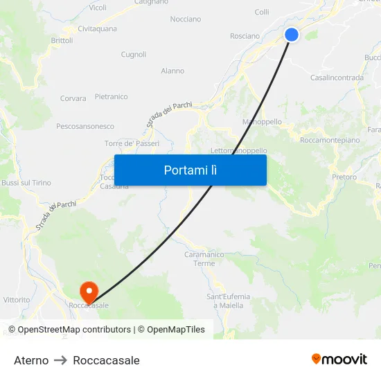 Aterno to Roccacasale map