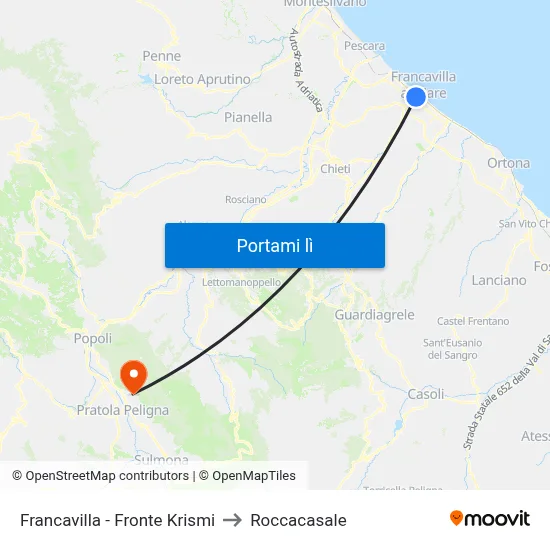 Francavilla - Fronte Krismi to Roccacasale map