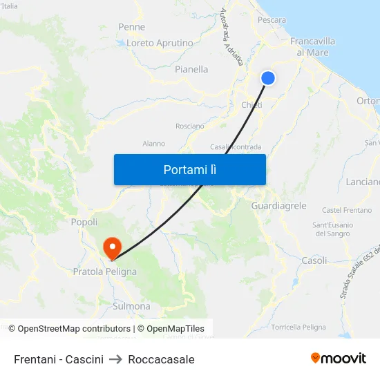 Frentani - Cascini to Roccacasale map