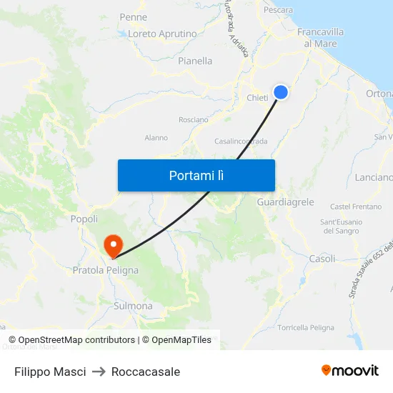 Filippo Masci to Roccacasale map
