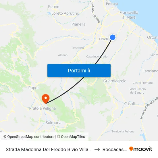 Strada Madonna Del Freddo Bivio Villamagna to Roccacasale map