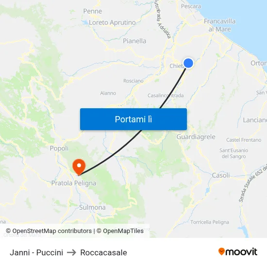 Janni - Puccini to Roccacasale map