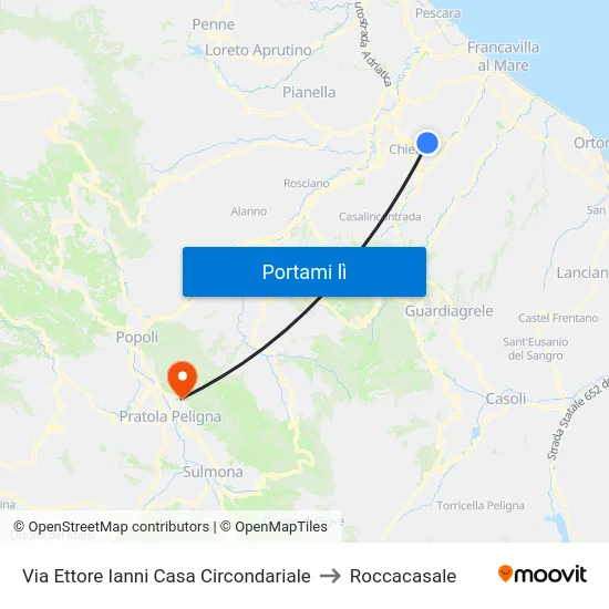 Ianni - Casa Circondariale to Roccacasale map