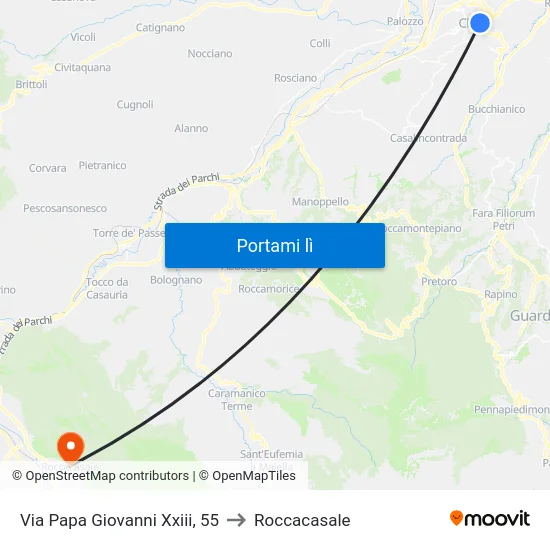 Via Papa Giovanni Xxiii, 55 to Roccacasale map