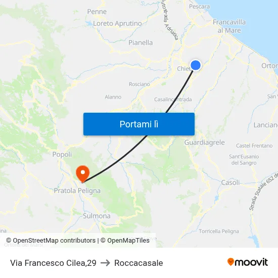 Via Francesco Cilea,29 to Roccacasale map