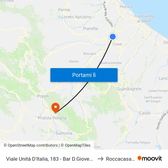 Viale Unità D'Italia, 183 - Bar D.Gioventù to Roccacasale map