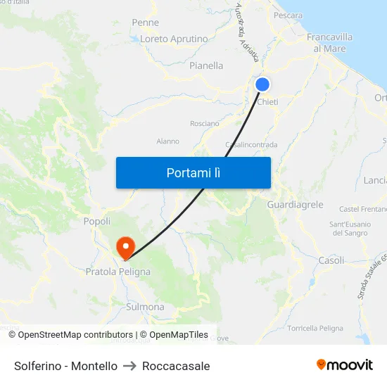 Solferino - Montello to Roccacasale map