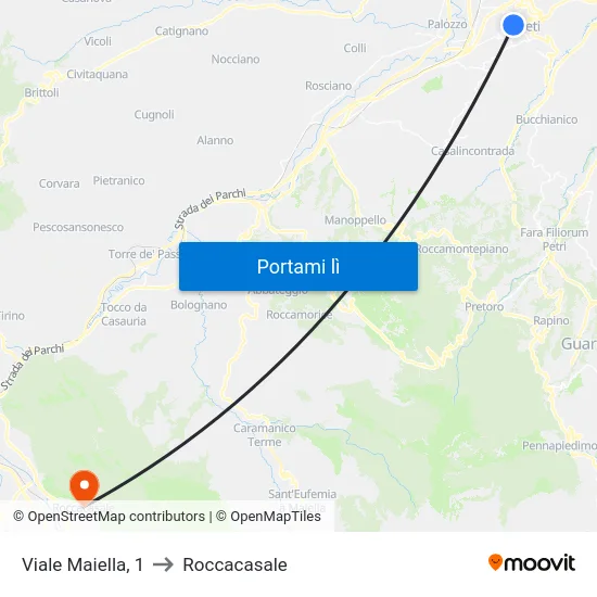 Viale Maiella, 1 to Roccacasale map
