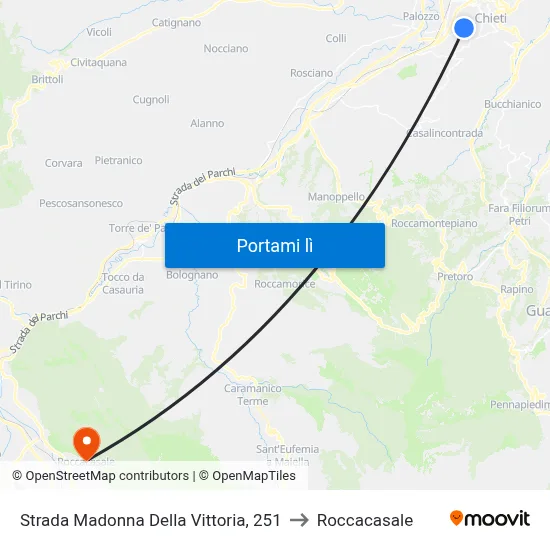 Strada Madonna Della Vittoria, 251 to Roccacasale map