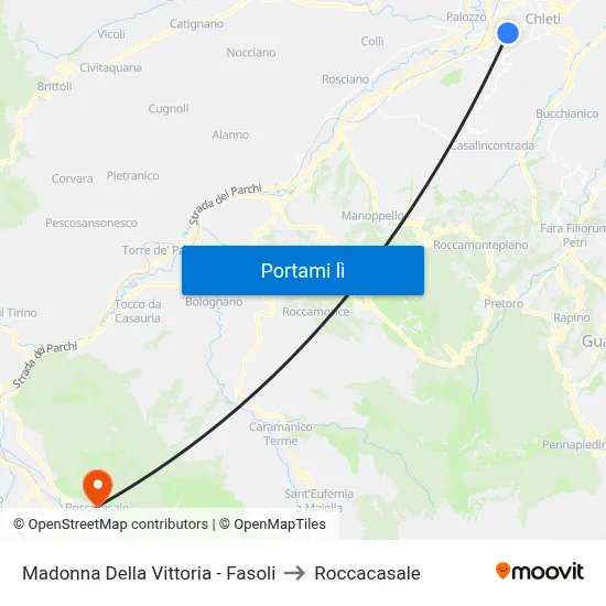 Madonna Della Vittoria - Fasoli to Roccacasale map