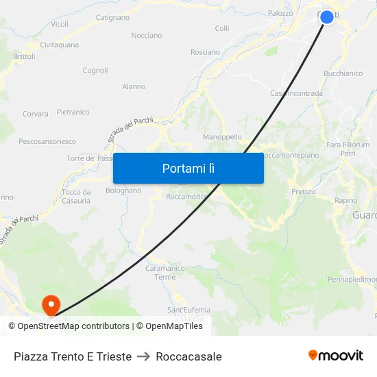 Piazza Trento E Trieste to Roccacasale map