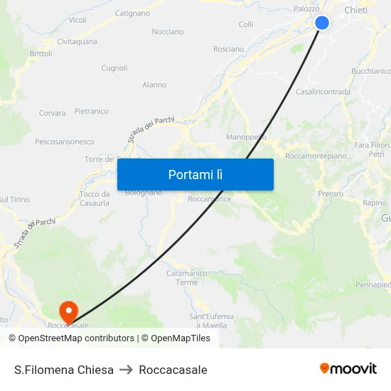 S.Filomena Chiesa to Roccacasale map
