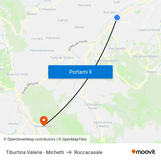 Tiburtina Valeria - Michetti to Roccacasale map