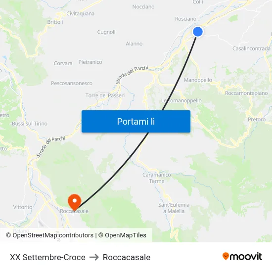 XX Settembre-Croce to Roccacasale map