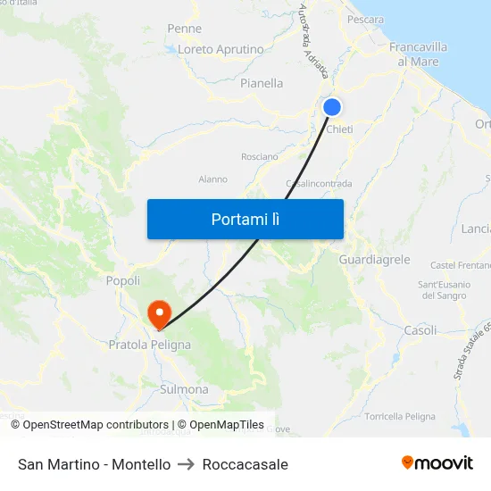 San Martino - Montello to Roccacasale map