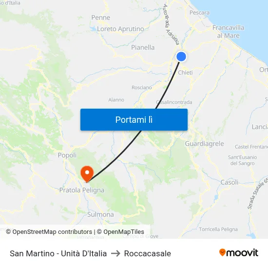 San Martino - Unità D'Italia to Roccacasale map