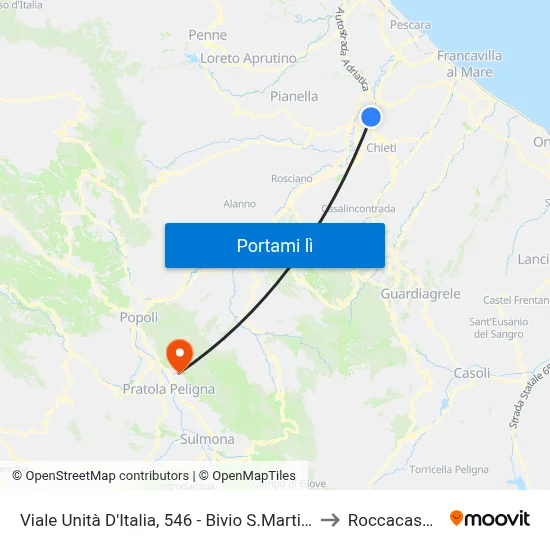 Viale Unità D'Italia, 546 - Bivio S.Martino to Roccacasale map