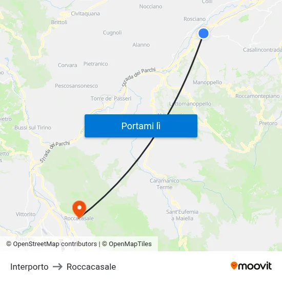 Interporto to Roccacasale map