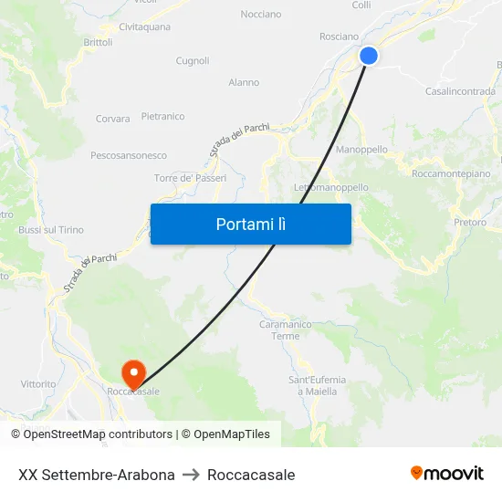 XX Settembre-Arabona to Roccacasale map