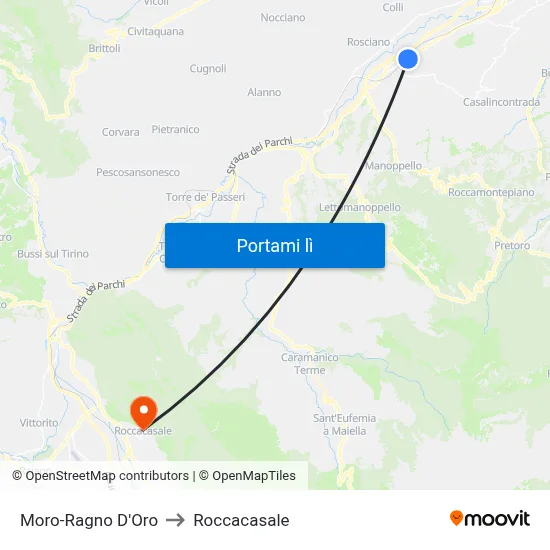 Moro-Ragno D'Oro to Roccacasale map