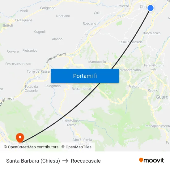 Santa Barbara (Chiesa) to Roccacasale map