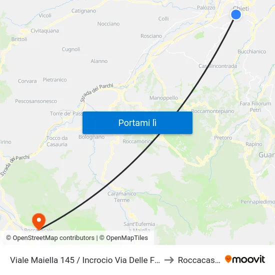 Viale Maiella 145 / Incrocio Via Delle Fornaci to Roccacasale map