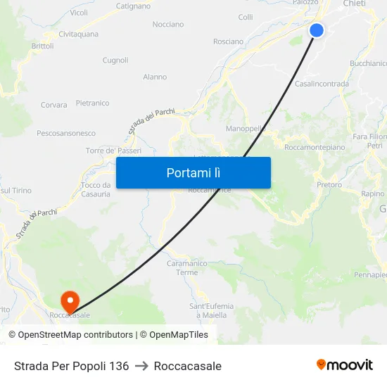 Strada Per Popoli 136 to Roccacasale map