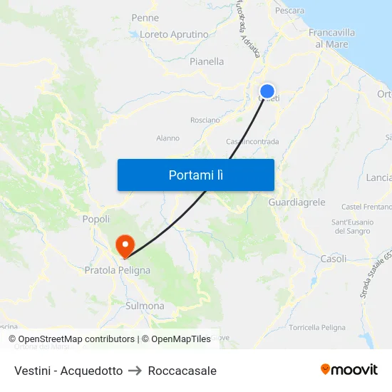 Vestini - Acquedotto to Roccacasale map
