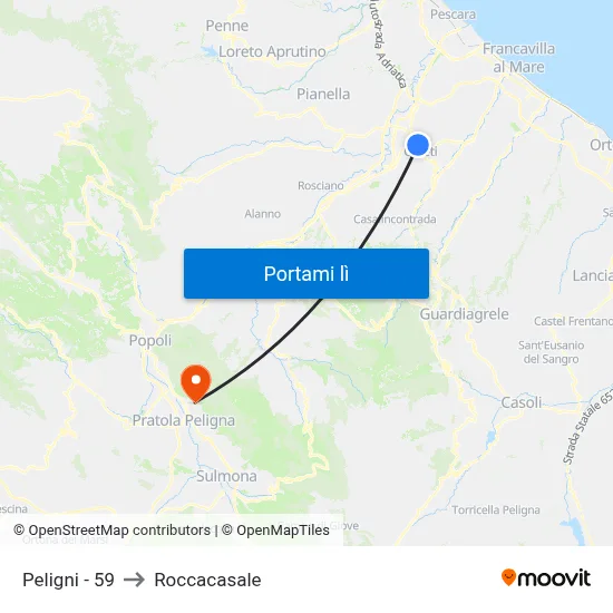 Peligni - 59 to Roccacasale map