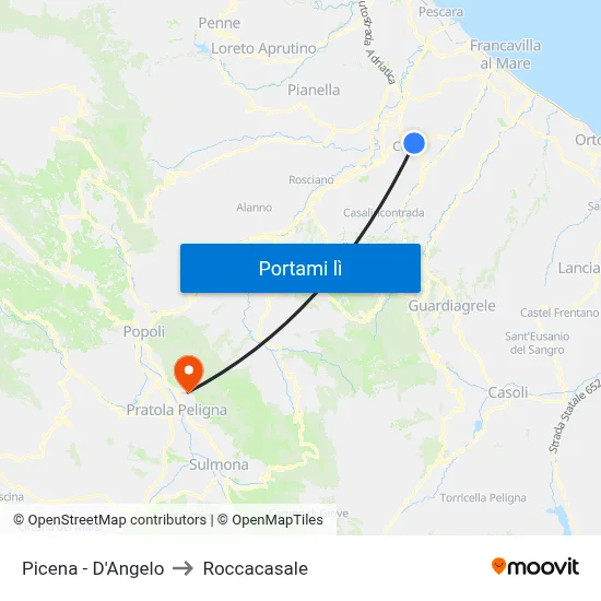 Picena - D'Angelo to Roccacasale map