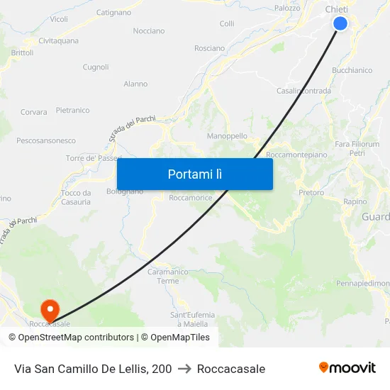 Via San Camillo De Lellis, 200 to Roccacasale map