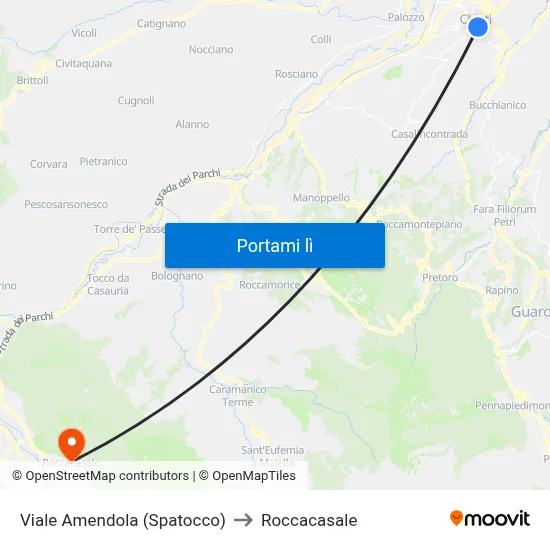 Viale Amendola (Spatocco) to Roccacasale map