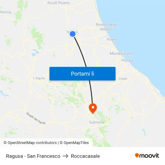 Ragusa - San Francesco to Roccacasale map