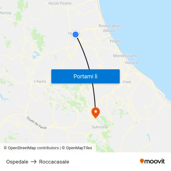 Ospedale to Roccacasale map