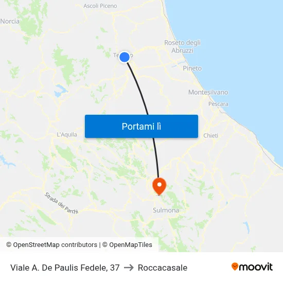 Viale A. De Paulis Fedele, 37 to Roccacasale map